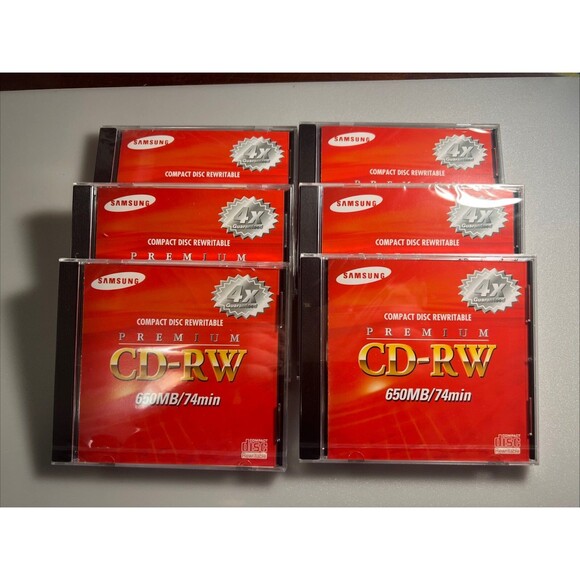 NEW - Lot of 6 SAMSUNG Compact Disc Rewritable CD-RW 650MB/74Min - Picture 1 of 4